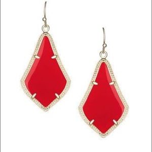EUC Kendra Scott Alex Drop Earring’s in Gold & Red